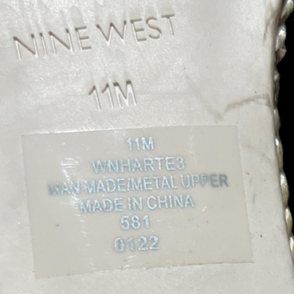 🌻Nine West Metallic Harte 3 Studded Slingback Platform Wedge Sandals Size 11 - Picture 9 of 9